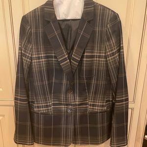 Plaid Blazer with faux suede elbow patches
